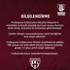 Bandırmaspor’da iki futbolcu sakatlandı