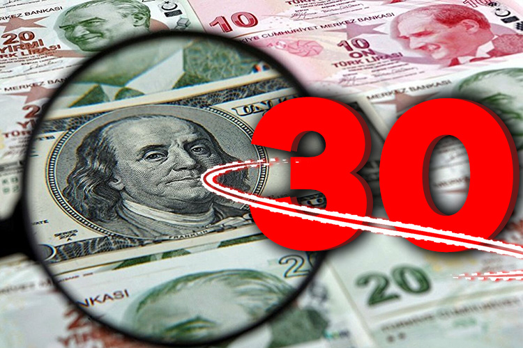 1 Dolar, 30 Türk Lirası oldu