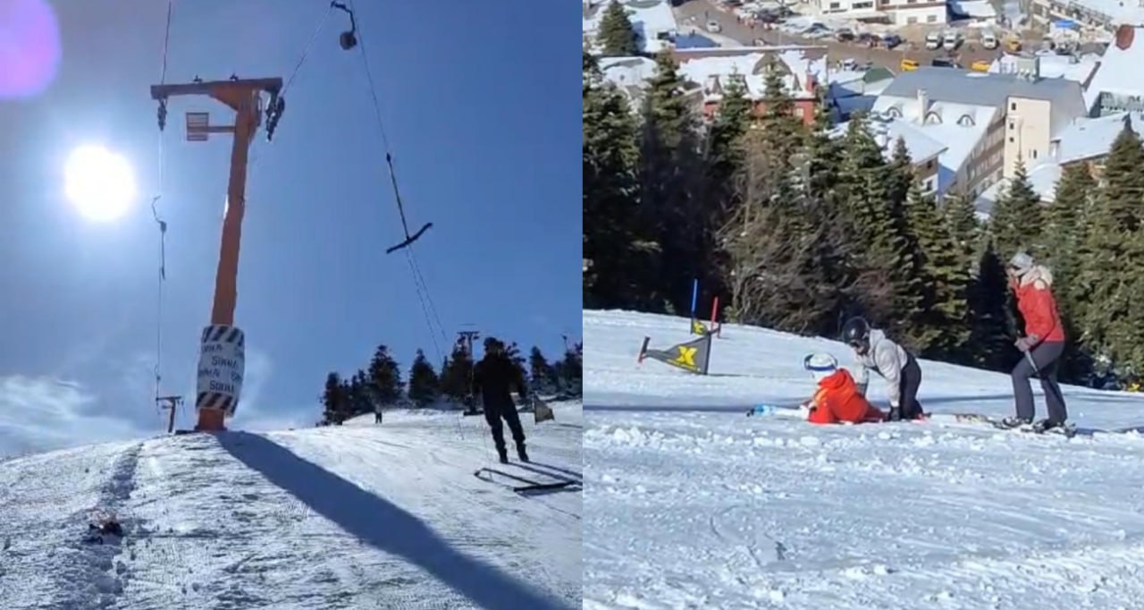Uludağ’da faciadan dönüldü…Telesiyejin telleri koptu, bir turist yaralandı