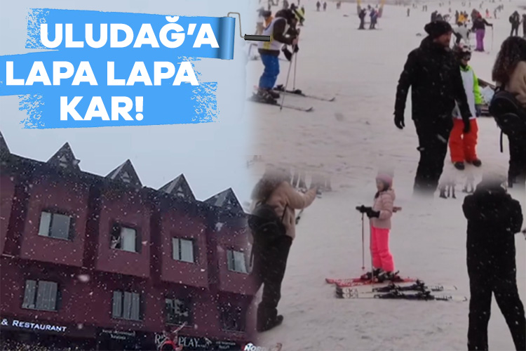 Uludağ’a lapa lapa kar yağıyor