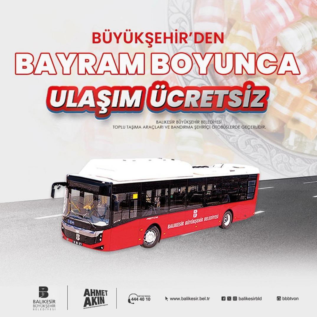 Büyükşehir den bayram boyunca ulaşım ücretsiz